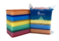 Губки бытовые для посуды 5шт/уп Супер 1487