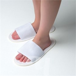 Тапочки махровые с открытым мысом на антискользящей подошве  Чистовье 02-243