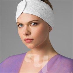 Повязка для волос махровая на липучке белая 03-843