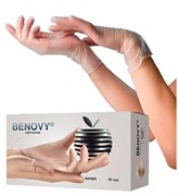 Перчатки виниловые неопудренные размер L 50/пар Benovy 604-353