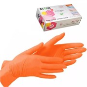 Перчатки нитриловые смотровые ECOLAT оранжевые S 50 пар/уп 604-408