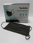 Маска 3-х слойная на резинках 100 шт/уп  черная 602-858