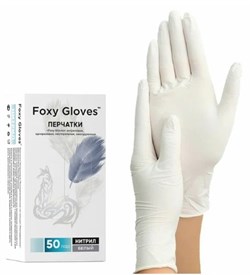 Перчатки нитриловые белые  размер M 50/пар FOXY GLOVES - фото 7976
