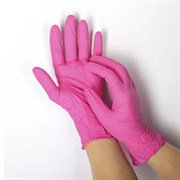 Перчатки нитриловые(с добавлением винила) розовые размер М